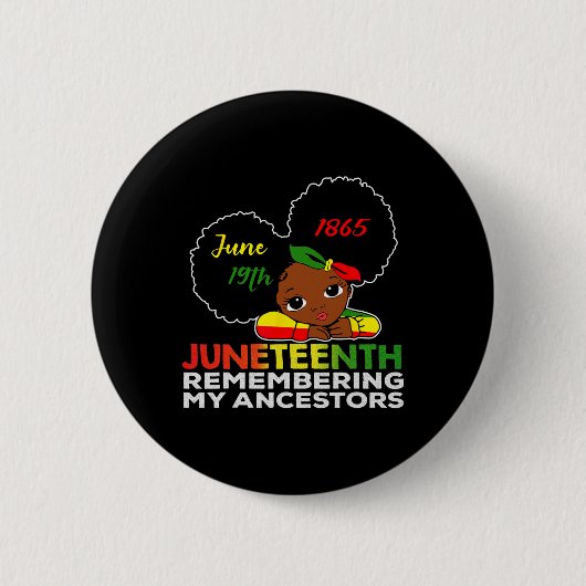 Miss Juneteenth Herinnering aan mijn voorouders zw Ronde Button 5,7 Cm (Voorkant)