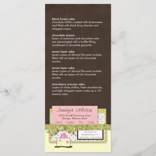 Miss. Kaarten voor Jen Menu Rack (Achterkant)