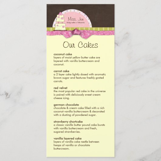 Miss. Kaarten voor Jen Menu Rack (Voorkant)