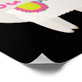 Miss Kawaii grappige witte lama met roze tekst Poster (Hoek)