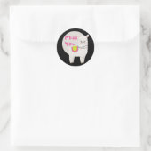 Miss Kawaii grappige witte lama met roze tekst Ronde Sticker (Tas)