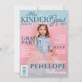 Miss Kinder Afstudeerder Blue Glitter Drip Magazin Kaart (Voorkant)