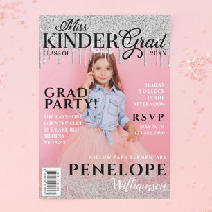 Miss Kinder Afstudeerder Glitter Drip Photo Magazi Kaart