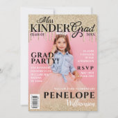 Miss Kinder Afstudeerder Gold Glitter Drip Magazin Kaart (Voorkant)