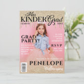 Miss Kinder Afstudeerder Gold Glitter Drip Magazin Kaart (Staand voorkant)