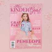 Miss Kinder Afstudeerder Pink Glitter Drip Magazin Kaart