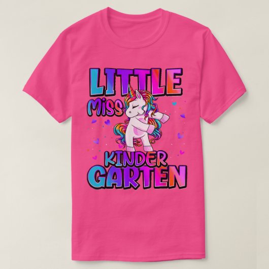 Miss Kindergarten Unicorn terug naar school Gi T-shirt (Design voorkant)