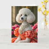 Miss Lady  Poodle Blank Card Kaart (Gele Bloem)