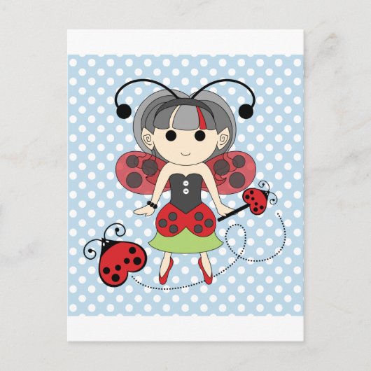 Miss Ladybug Fairy Princess en Bug Wand Briefkaart (Voorkant)