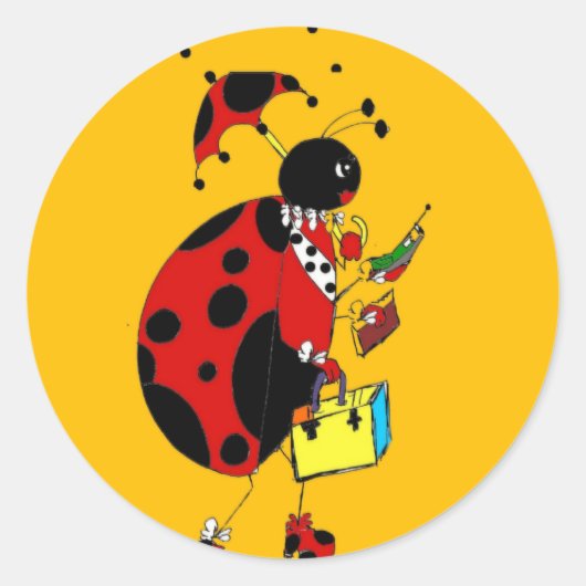 Miss Ladybug Ronde Sticker (Voorkant)