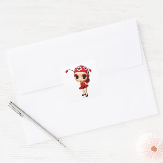 Miss Ladybug Vierkante Sticker (Envelop)