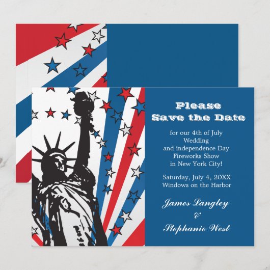 Miss Liberty Patriotische Uitnodiging (Voorkant / Achterkant)