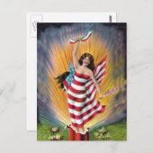 Miss Liberty Vlag van de Verenigde Staten Briefkaart (Voorkant / Achterkant)