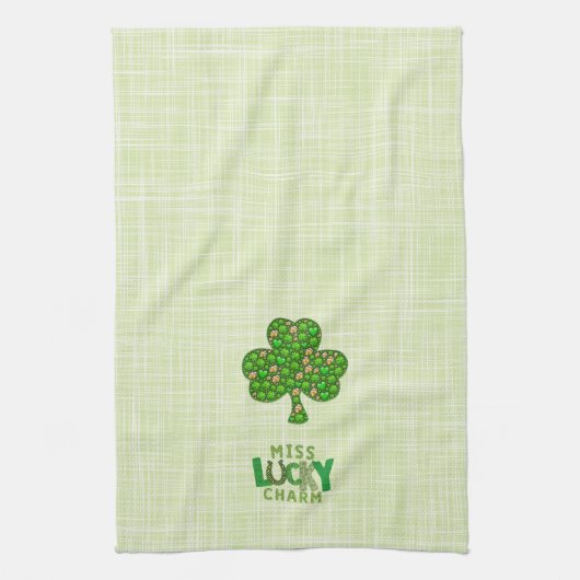Miss Lucky Charm Shamrock St. Patrick's Day Theedoek (Verticaal)