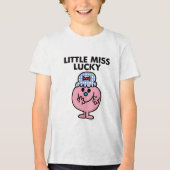 Miss Lucky Hiding haar mond Tri-Blend Shirt (Voorkant)
