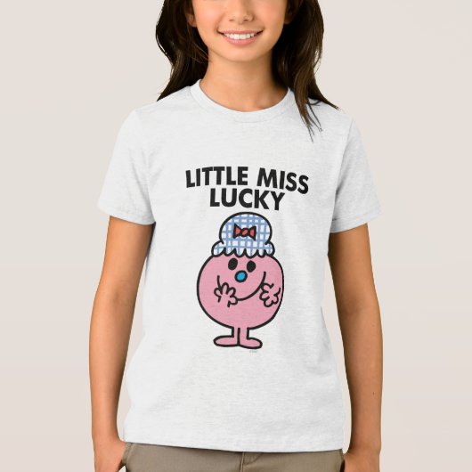 Miss Lucky Hiding haar mond Tri-Blend Shirt (Voorkant)