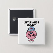 Miss Lucky Hiding haar mond Vierkante Button 5,1 Cm (Voorkant /achterkant)