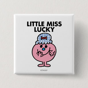 Miss Lucky Hiding haar mond Vierkante Button 5,1 Cm