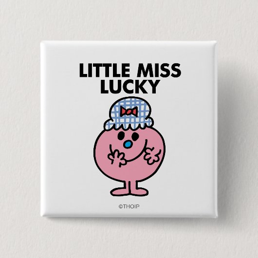 Miss Lucky Hiding haar mond Vierkante Button 5,1 Cm (Voorkant)