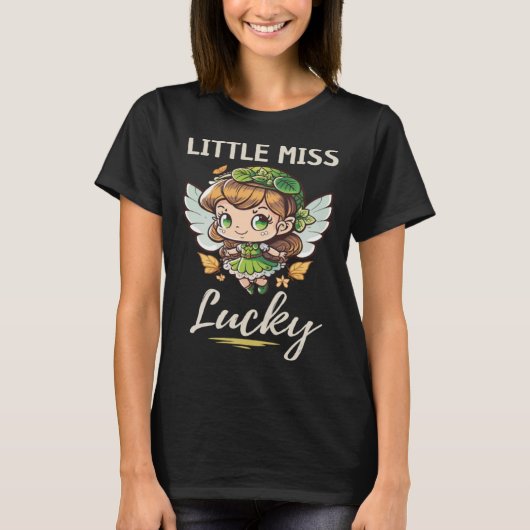 Miss Lucky Meisjes Fairy St Patricks Dag Paddys Da T-shirt (Voorkant)