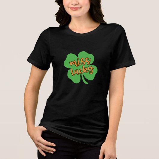 Miss Lucky St. Patrick's Day Green Tri-Blend Shirt (Voorkant)