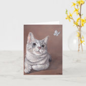 Miss Maggie Kitty Cat Art Note Kaart (Gele Bloem)