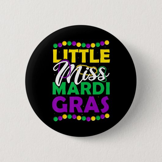 Miss Mardi Gras Kinder Carnavalskleding Ronde Button 5,7 Cm (Voorkant)