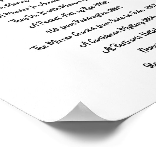 Miss Marple Book List Agatha Christie Bookish Lite Poster (Hoek)