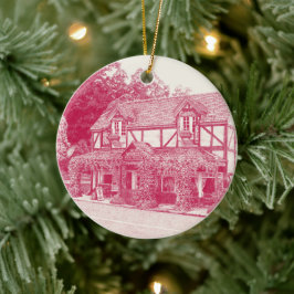 'Miss Marple's Tea Room' (frambozen) - Keramisch Ornament