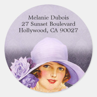 Miss Melanie in Lavender - Adresetiketten Ronde Sticker
