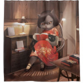 Miss Meow -  kattenleestijd Douchegordijn (Voorkant)