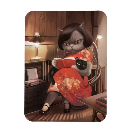 Miss Meow -  kattenleestijd Magneet (Verticaal)