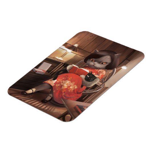 Miss Meow -  kattenleestijd Magneet (Linkerzijde)