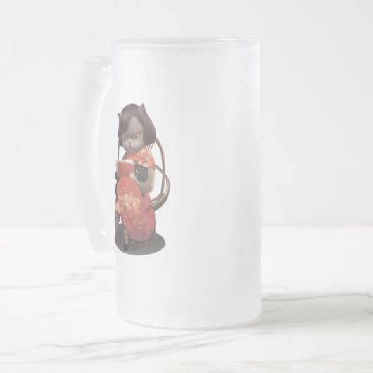 Miss Meow -  kattenleestijd Matglas Bierpul (Voorkant links)