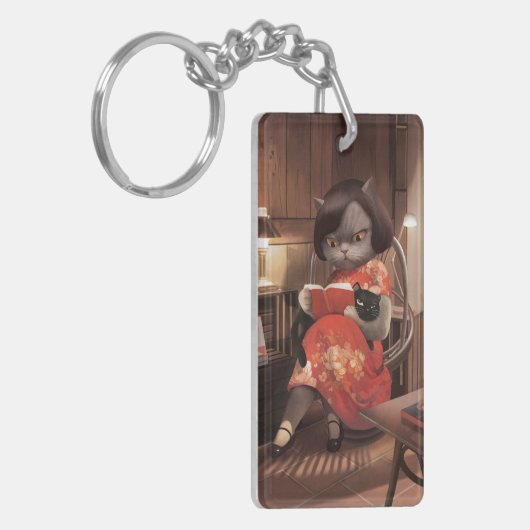 Miss Meow -  kattenleestijd Sleutelhanger (Voorkant Links)