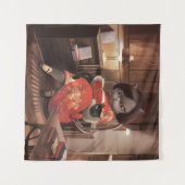 Miss Meow -  kattenleestijd Wandkleed (Voorkant (horizontaal))