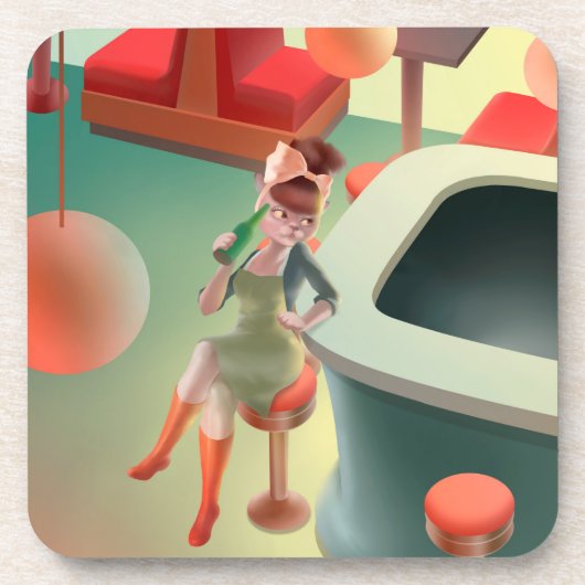 Miss Meow - Late Night Bar Series Bier Onderzetter (Voorkant)