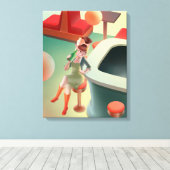 Miss Meow - Late Night Bar Series Canvas Afdruk (Insitu (Houten vloer))