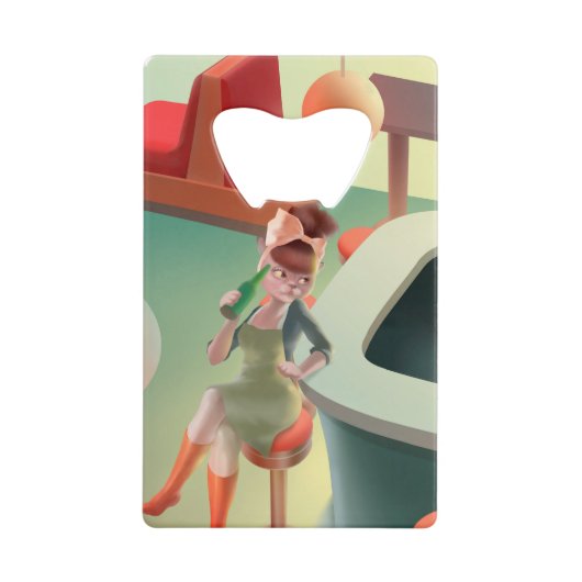 Miss Meow - Late Night Bar Series Creditkaart Flessenopener (Voorkant)