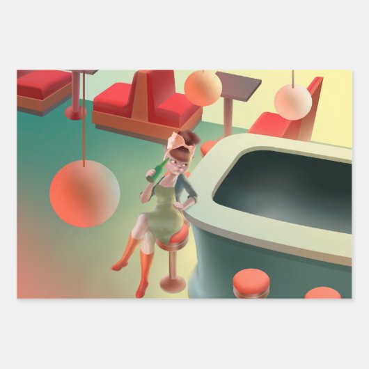 Miss Meow - Late Night Bar Series Inpakpapier Vel (Voorkant 3)