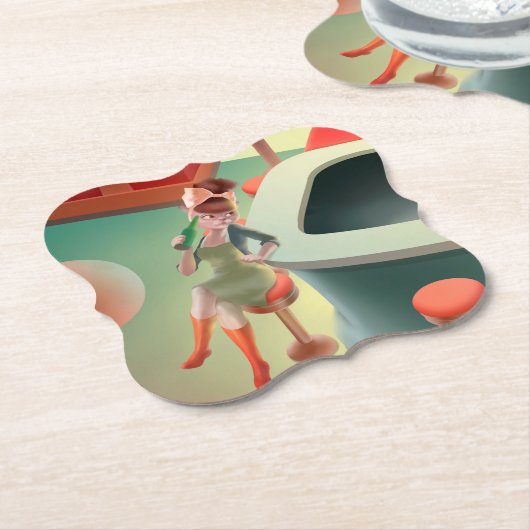 Miss Meow - Late Night Bar Series Kartonnen Onderzetters (Gekanteld)