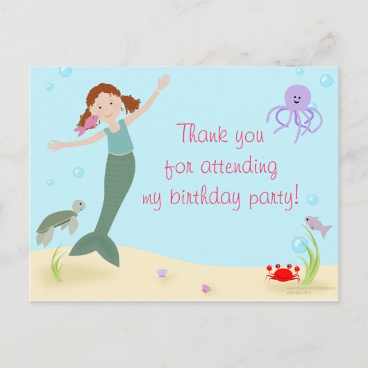 Miss Mermaid Party Dank u Briefkaart (Voorkant)