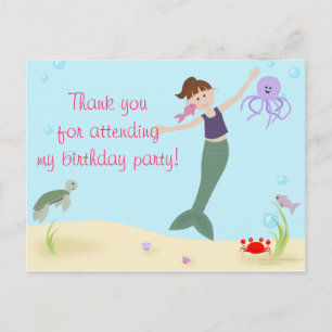 Miss Mermaid Party Dank u Briefkaart