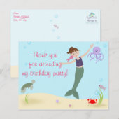Miss Mermaid Party Dank u Briefkaart (Voorkant / Achterkant)