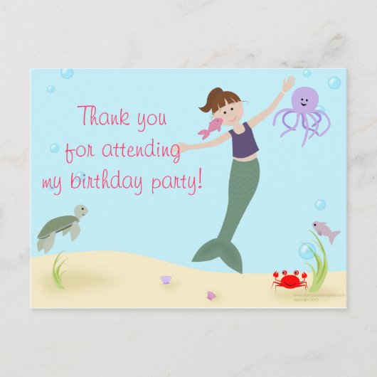 Miss Mermaid Party Dank u Briefkaart (Voorkant)