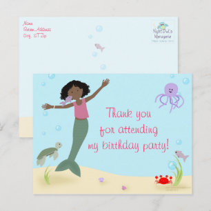 Miss Mermaid Party Dank u Briefkaart