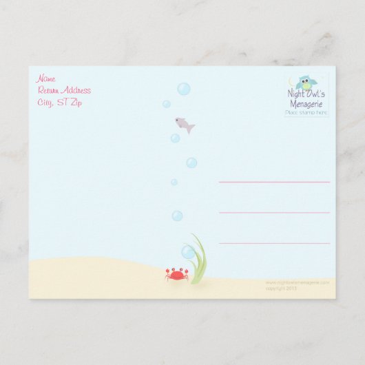 Miss Mermaid Party Dank u Briefkaart (Achterkant)