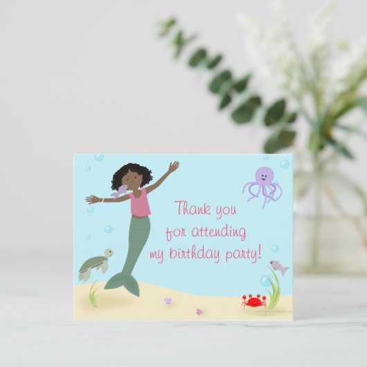 Miss Mermaid Party Dank u Briefkaart (Staand voorkant)