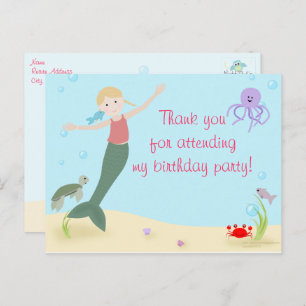 Miss Mermaid Party Hartelijk dank Briefkaart