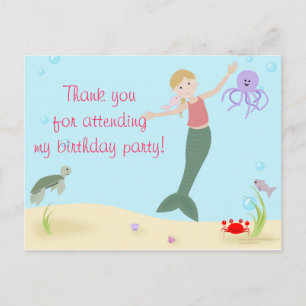 Miss Mermaid Party Hartelijk dank Briefkaart
